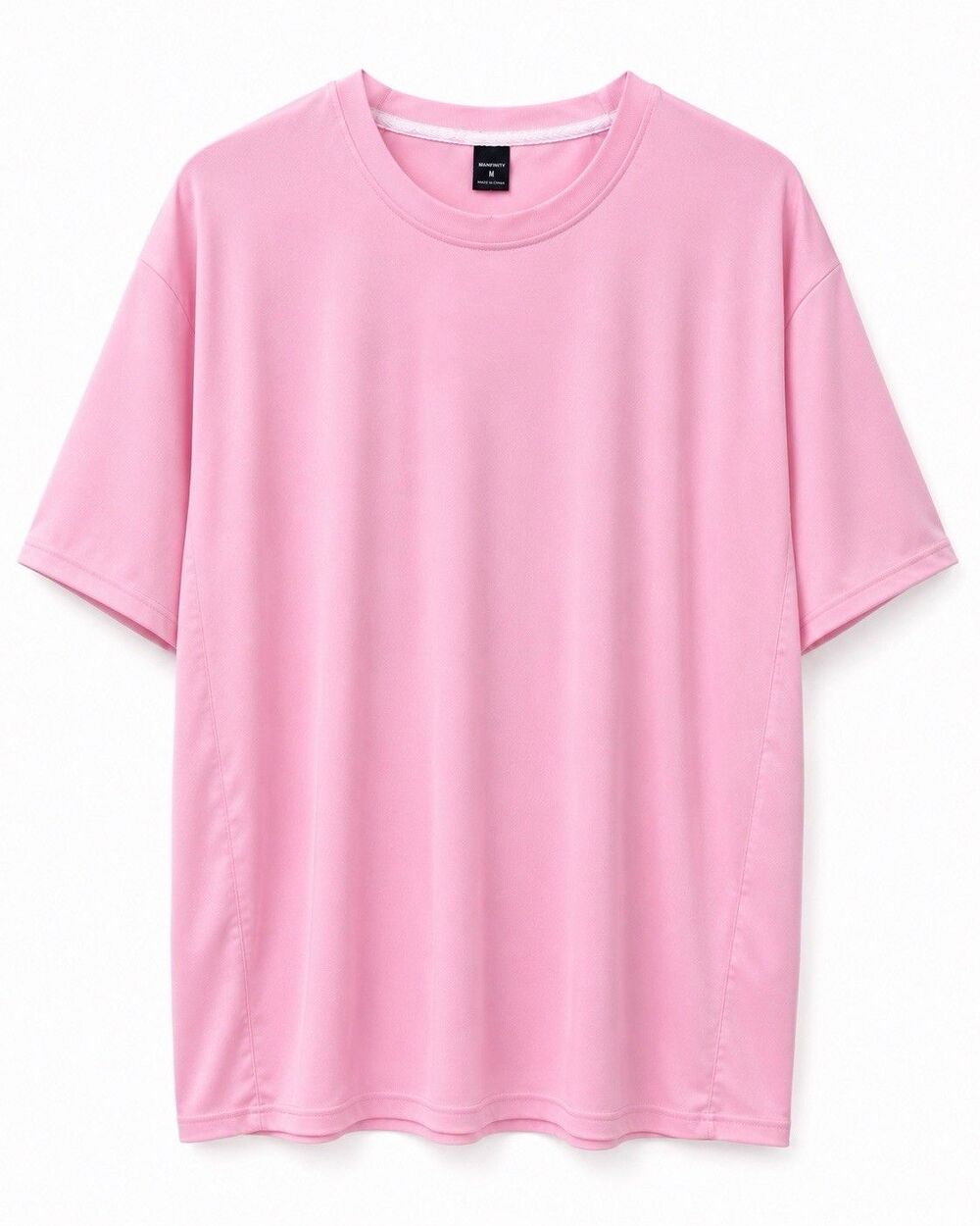 Manfinity Shirt Mens Medium Pink 100% Polyester Athletic Crewneck Casual Top